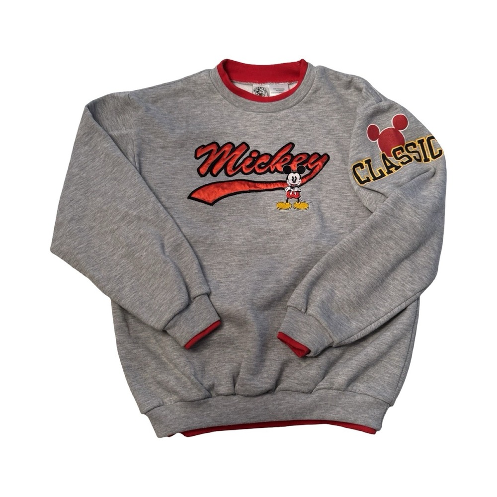 Vintage Mickey & Co Disney Sweatshirt Gray Red Embroidered‎ Classic Large 14/16